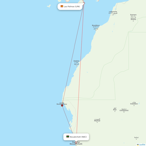 Binter Canarias flights between Nouakchott and Las Palmas