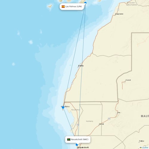 Binter Canarias flights between Nouakchott and Las Palmas