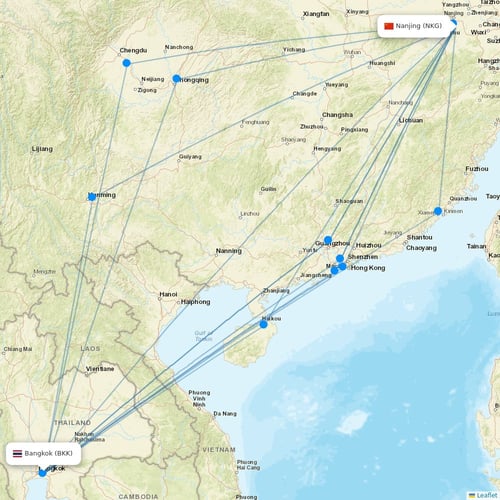 Beijing Capital Airlines flights between Nanjing and Bangkok