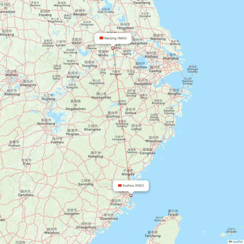 Hebei Airlines flights between Nanjing and Fuzhou