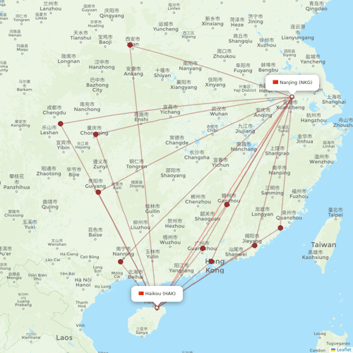 Beijing Capital Airlines flights between Nanjing and Haikou