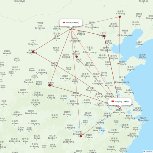 Beijing Capital Airlines flights between Nanjing and Hohhot