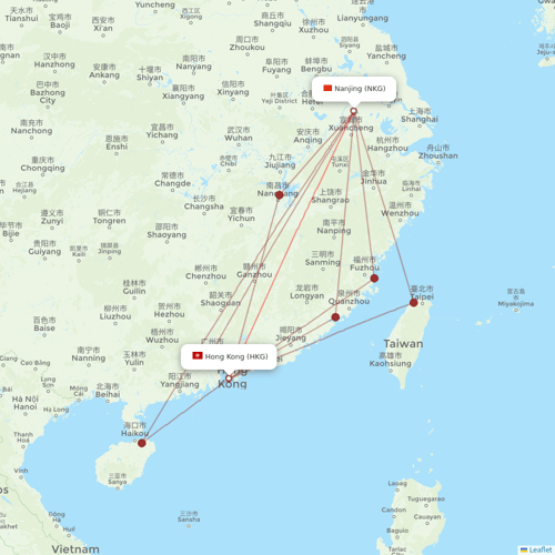 Hong Kong Airlines flights between Nanjing and Hong Kong