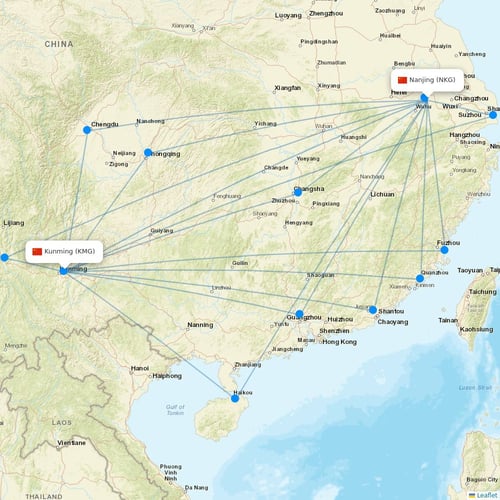 Kunming Airlines flights between Nanjing and Kunming