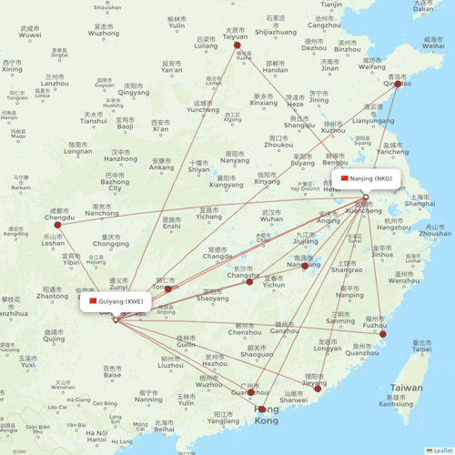 Juneyao Airlines flights between Nanjing and Guiyang