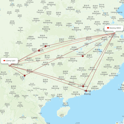 Juneyao Airlines flights between Nanjing and Lijiang