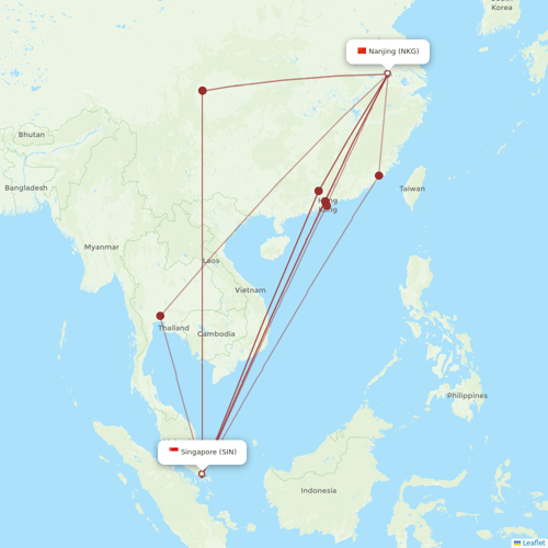 Scoot flights between Nanjing and Singapore