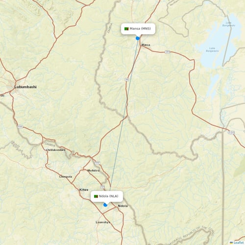 Proflight Zambia flights between Ndola and Mansa