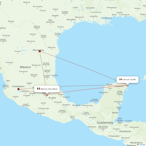 Volaris flights between Mexico City and Cancun