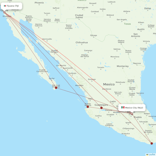 VivaAerobus flights between Mexico City and Tijuana