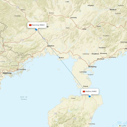 Air Guilin flights between Nanning and Haikou