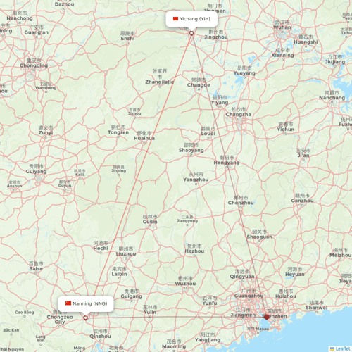 Guangxi Beibu Gulf Airlines flights between Nanning and Yichang