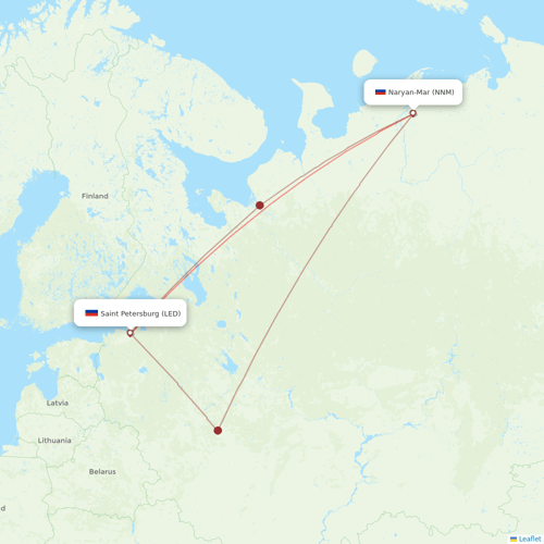 RusLine (Duplicate) flights between Naryan-Mar and Saint Petersburg