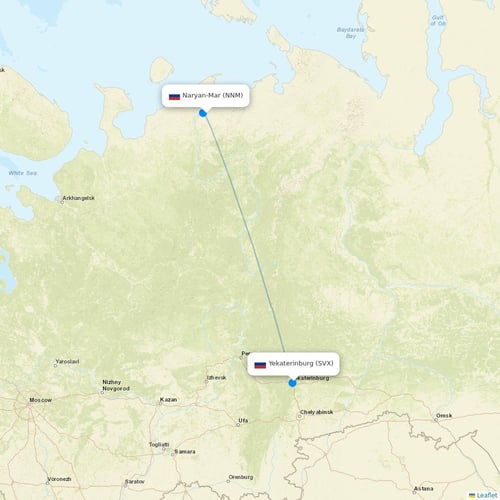 RusLine (Duplicate) flights between Naryan-Mar and Yekaterinburg
