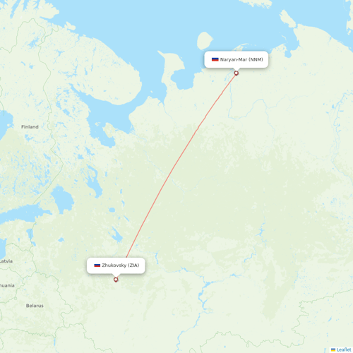 RusLine (Duplicate) flights between Naryan-Mar and Zhukovsky