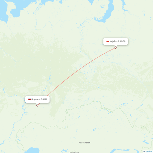UVT Aero flights between Nojabrxsk and Bugulma