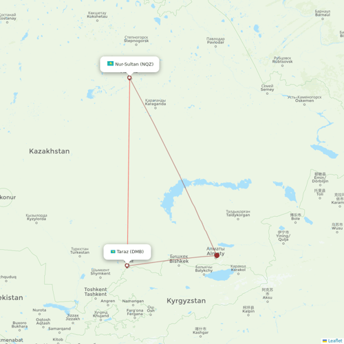 SCAT Airlines flights between Astana and Taraz