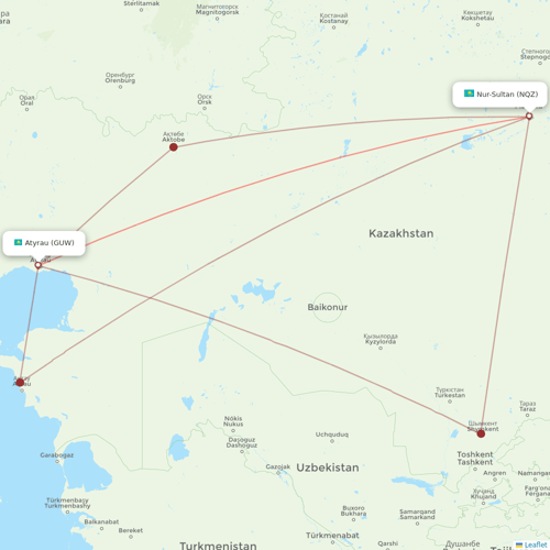 Air Astana flights between Astana and Atyrau