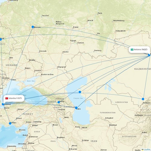 Air Astana flights between Astana and Istanbul