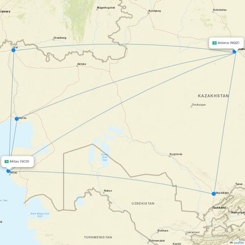 SCAT Airlines flights between Astana and Aktau
