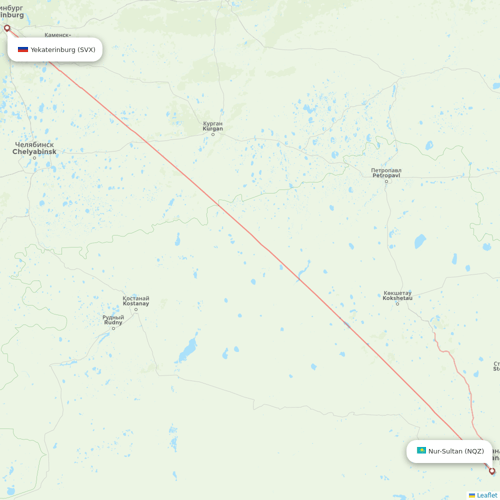 Red Wings flights between Astana and Yekaterinburg