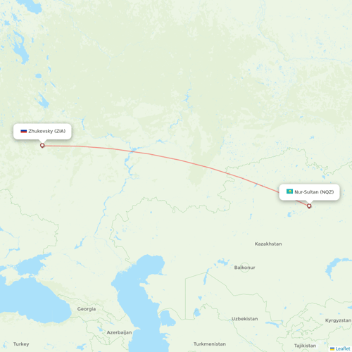 Red Wings flights between Astana and Zhukovsky