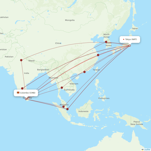 SriLankan Airlines flights between Tokyo and Colombo