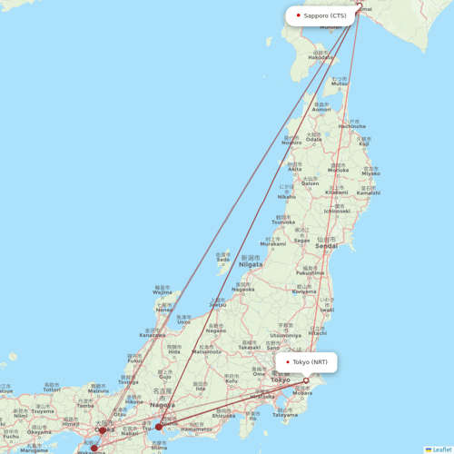 Jetstar Japan flights between Tokyo and Sapporo