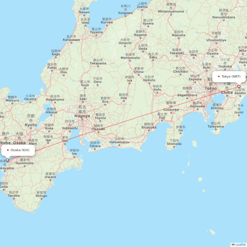 Peach Aviation flights between Tokyo and Osaka