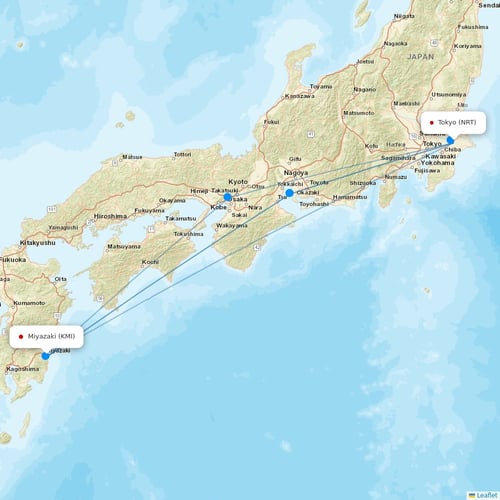 Jetstar Japan flights between Tokyo and Miyazaki