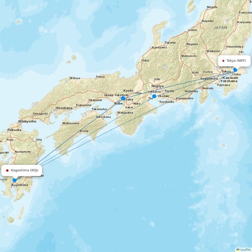 Jetstar Japan flights between Tokyo and Kagoshima