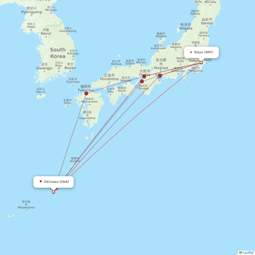 Peach Aviation flights between Tokyo and Okinawa