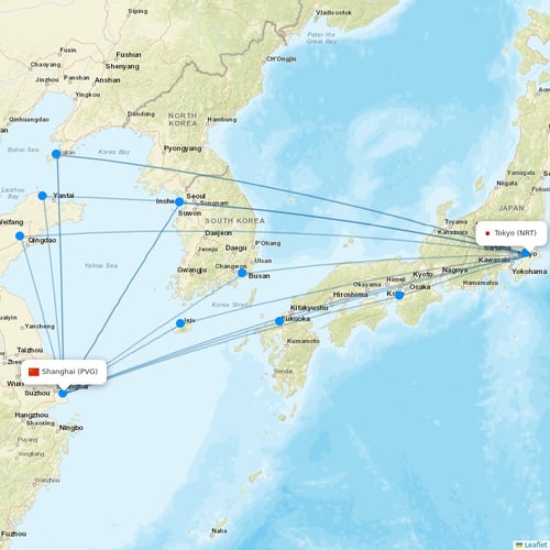 Spring Airlines flights between Tokyo and Shanghai