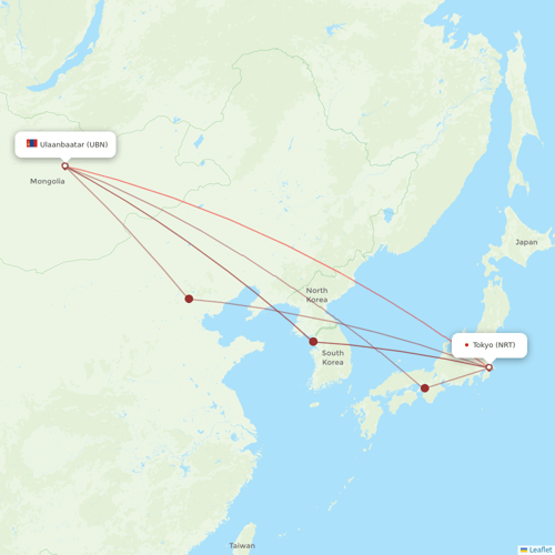Miat - Mongolian Airlines flights between Tokyo and Ulaanbaatar