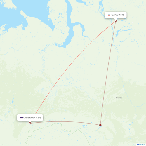 NordStar Airlines flights between Noril'sk and Chelyabinsk