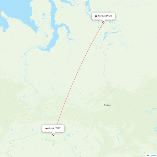 NordStar Airlines flights between Noril'sk and Omsk