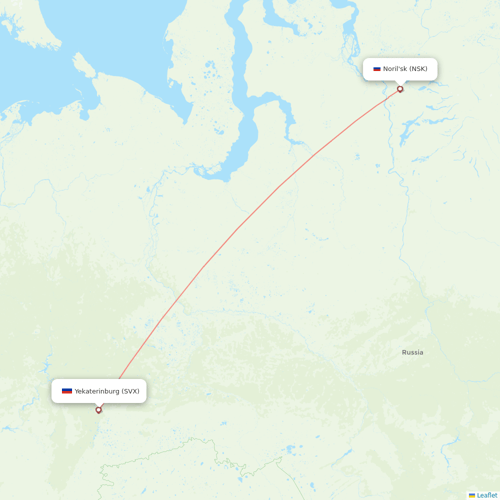NordStar Airlines flights between Noril'sk and Yekaterinburg