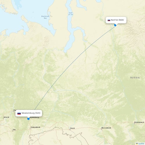 NordStar Airlines flights between Noril'sk and Yekaterinburg