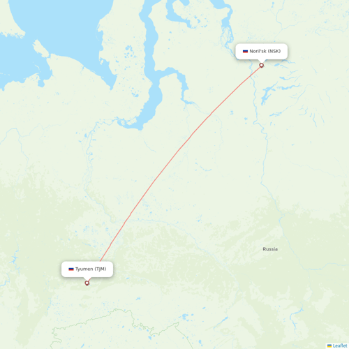 NordStar Airlines flights between Noril'sk and Tyumen