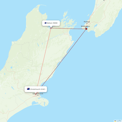 Air New Zealand flights between Nelson and Christchurch