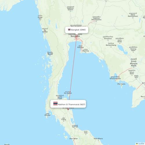 Thai AirAsia flights between Nakhon Si Thammarat and Bangkok