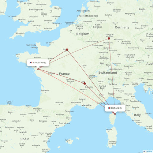 Volotea flights between Nantes and Bastia