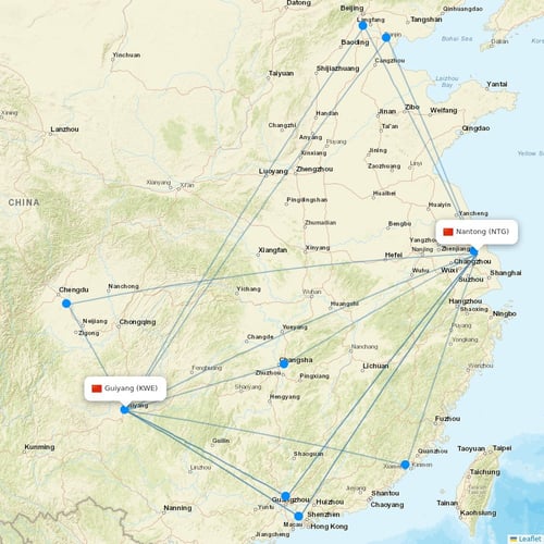 9 Air Co flights between Nantong and Guiyang