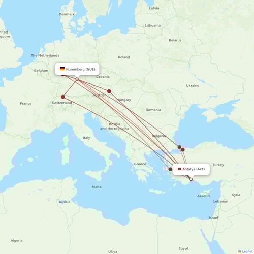 Corendon Airlines flights between Nuremberg and Antalya