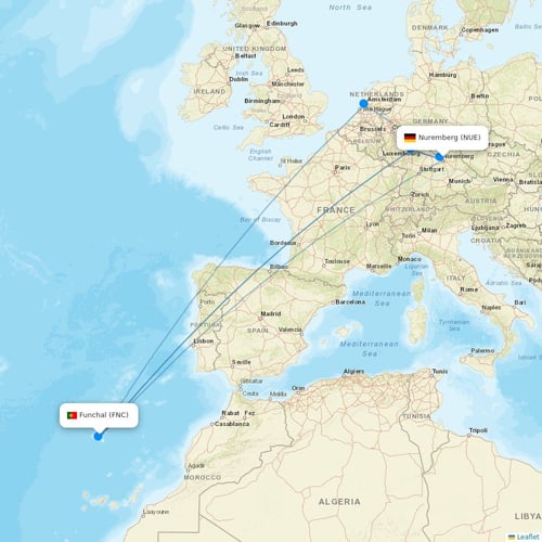Norwegian Air UK flights between Nuremberg and Funchal