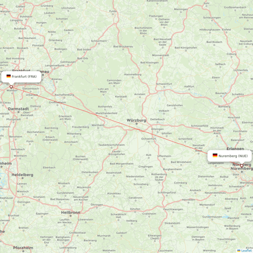 Lufthansa flights between Nuremberg and Frankfurt
