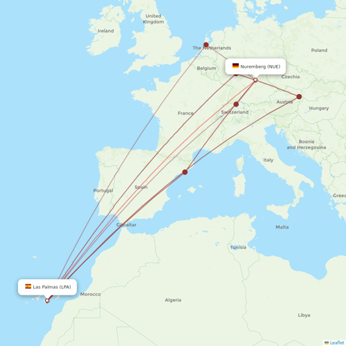 Corendon Airlines Europe flights between Nuremberg and Las Palmas