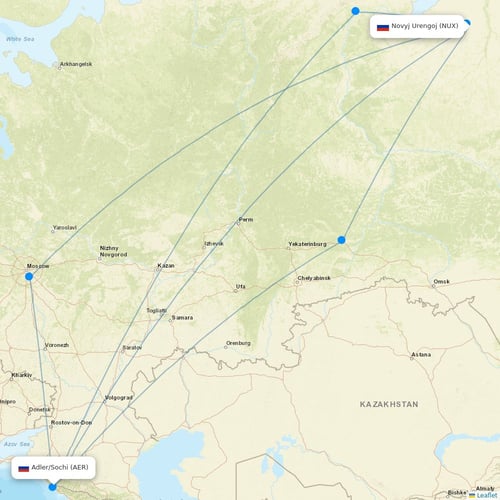 Yamal Airlines flights between Novyj Urengoj and Adler/Sochi