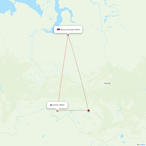 Yamal Airlines flights between Novyj Urengoj and Omsk