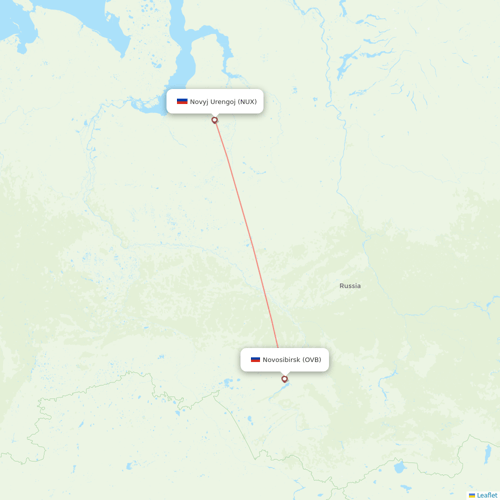 Yamal Airlines flights between Novyj Urengoj and Novosibirsk